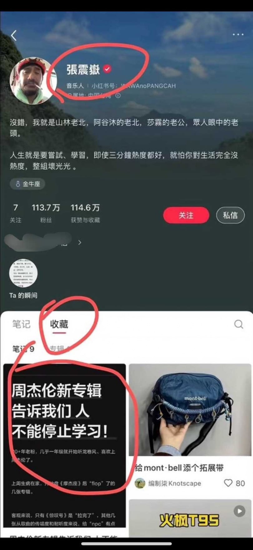 張震嶽被抓包收藏批評周杰倫音樂的文章。(圖/翻攝自小紅書)