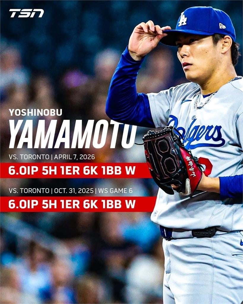 MLB(影)／跨時空的複製貼上！山本由伸兩度對戰藍鳥寫下「神巧合」數據