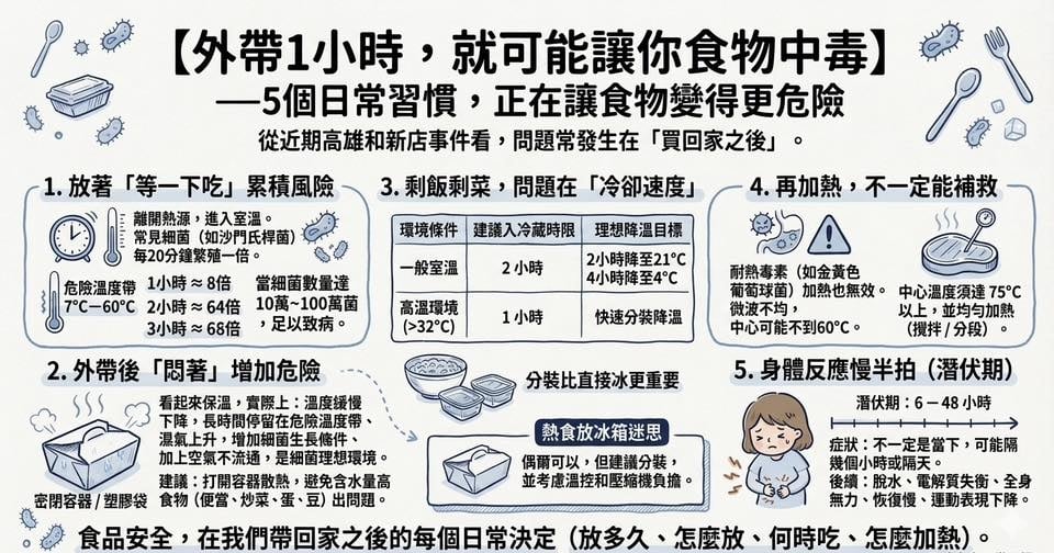 王竣平揭露：外帶食物1小時細菌爆增8倍，這類人最危險！