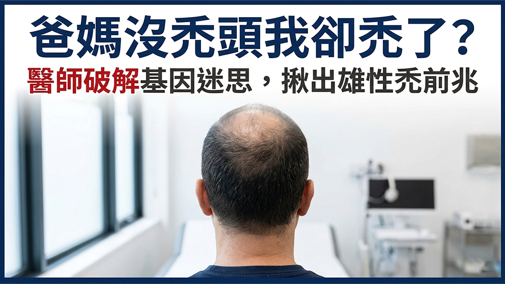 爸媽沒有禿頭我卻出現落髮？醫師解析從遺傳觀點認識雄性禿的常見表現