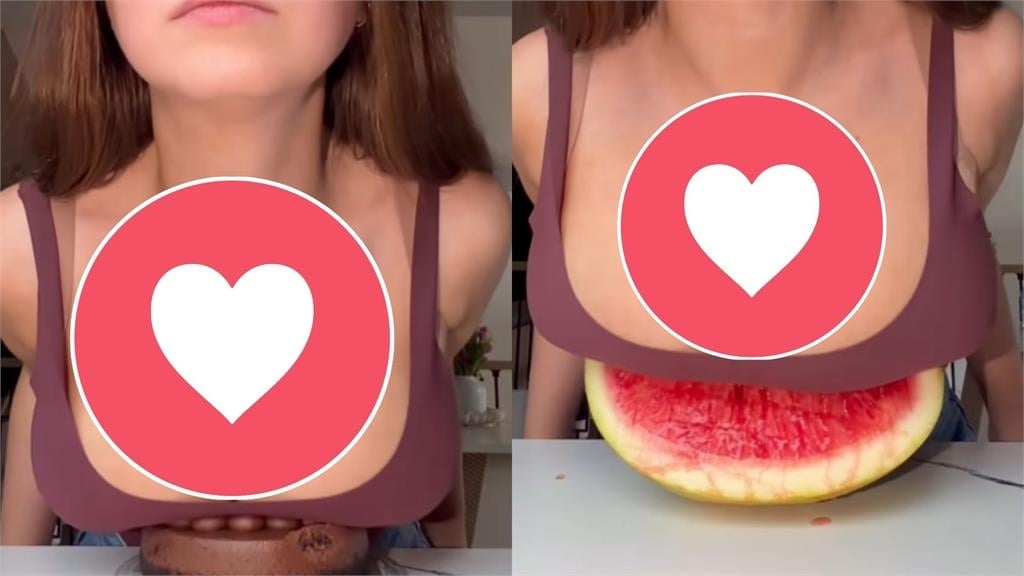 正妹網美化身「人體液壓機」傲人上圍狠壓西瓜！兩百萬粉絲點開停不下來