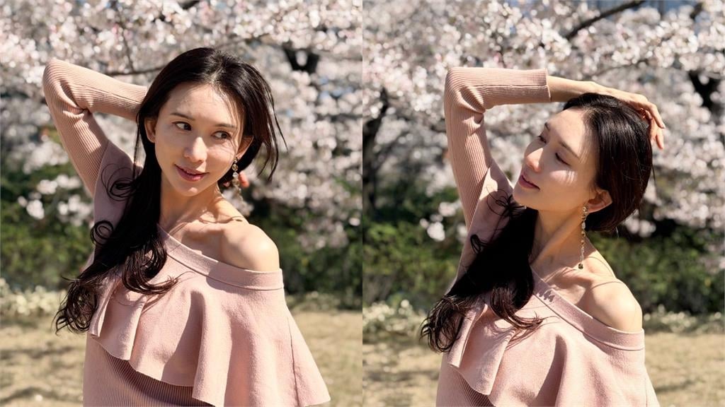 林志玲辣穿一字領賞櫻！「90度直角肩」全被看…51歲凍齡神顏網暴動