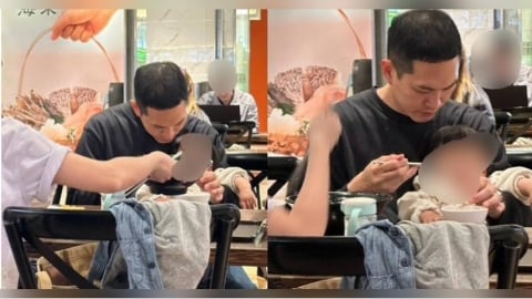 娛樂報報／宇宙人阿奎當專業奶爸　邊吃邊餵小孩超熟練