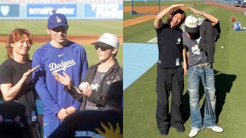 MLB(影)／連GD也拜倒的「宇宙道奇」魅力！權志龍和金慧成換簽名球再與朗希合照