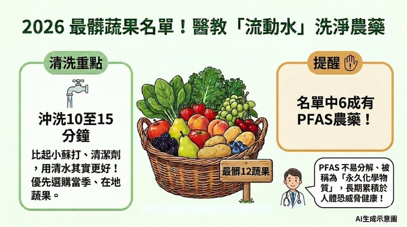 美最髒蔬果新名單出爐 PFAS農藥殘留成焦點!醫:洗蔬果1原因用清水更好
