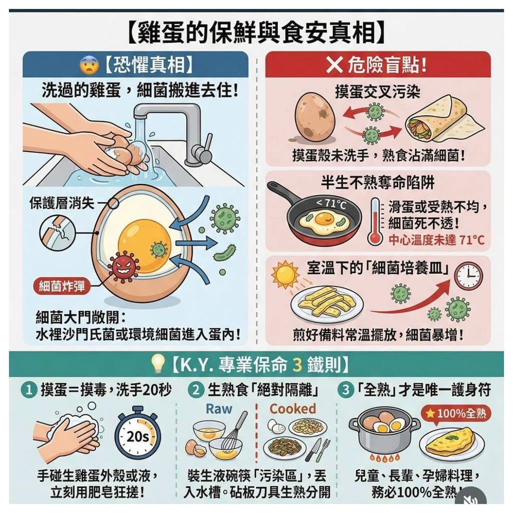雞蛋洗了更毒？醫曝防沙門氏菌「5原則」一堆人都忽略！