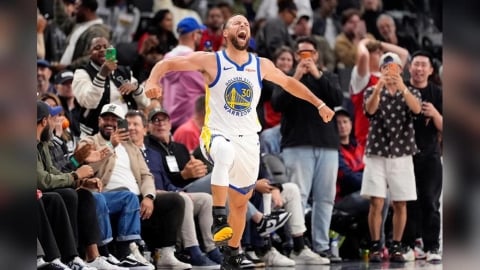NBA(影)／「綠師傅」妙傳「咖哩」砍進超前3分球！勇士逆轉擊敗快艇過附加賽首關