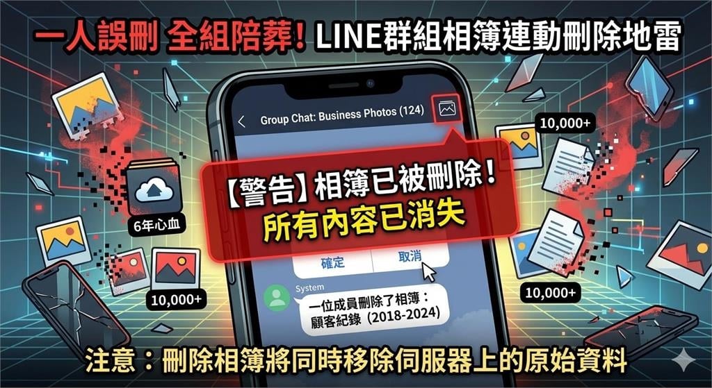 LINE相簿不佔手機容量！網友「1鍵刪除」老闆6年心血毀於一旦