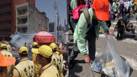 18年資深香燈腳帶妻小追白沙屯媽祖　「隊伍後彎腰」喜獲最特別結緣品…一袋垃圾！