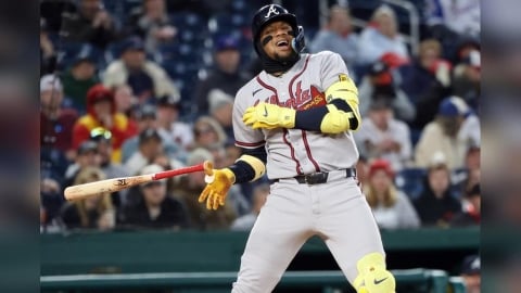 MLB(影)／阿庫尼亞手被觸身球砸2次提前退場！勇士雖勝國民也嚇出一身冷汗