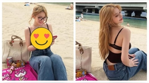 「北一女神」海邊解放比基尼！炸出深溝「細節全藏背後」辣翻眾人