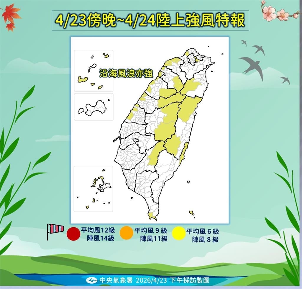 快新聞／下班注意狂風暴雨！全台15縣市亮強風黃色燈號　北市南港區時雨量達20毫米