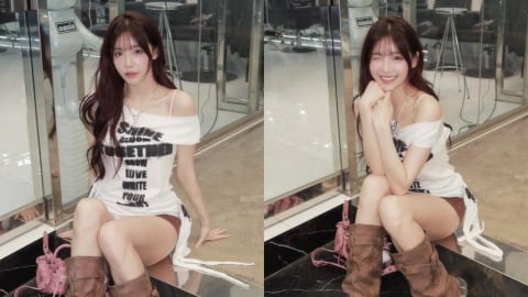 啦啦女神李恩菲「浴帽吃烤肉」　恥力大挑戰：「打菜阿姨」造型網笑翻！