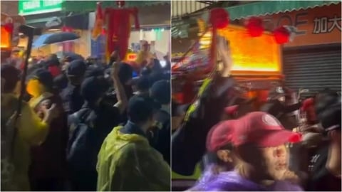 大甲媽回鑾「黑衣人搶轎」正妹遭警壓地撞到頭！命理師曝「1大忌」恐不被保佑