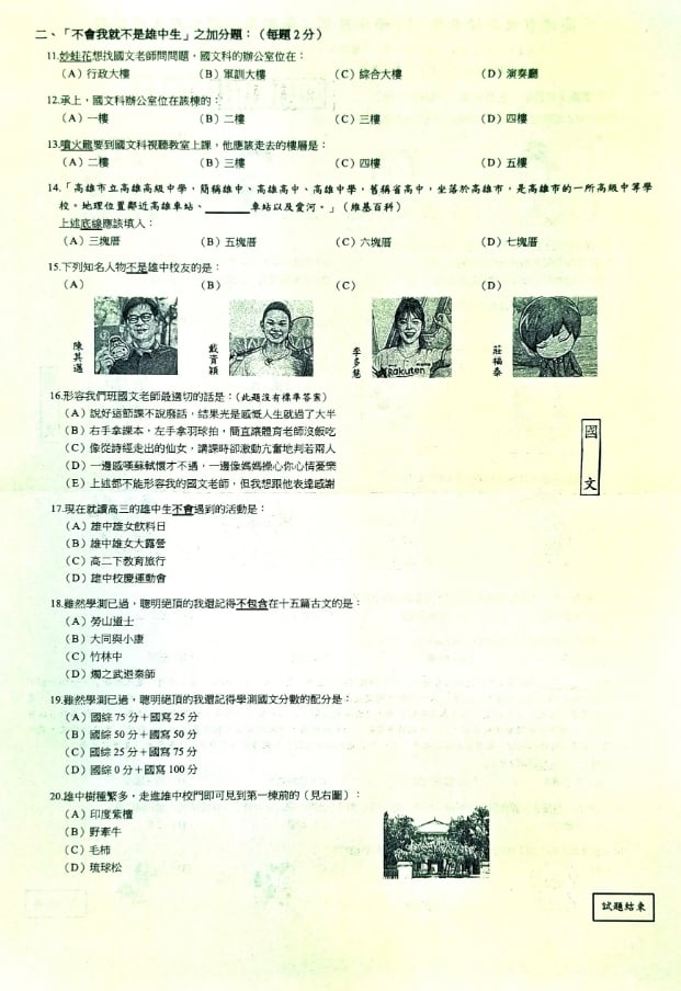 雄中畢業考埋超狂彩蛋…學生寫「這1題」狂笑！網驚：這種台北出不來