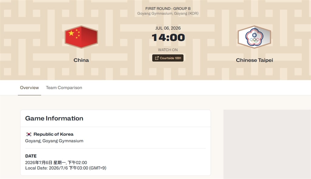 籃球／世界盃資格賽台灣對中國關鍵戰役場地確定了！將移往南韓高陽市比賽