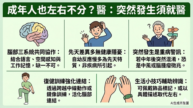 成年人也會「左右不分」?醫:自幼如此多無隱憂 1情況須儘速就醫