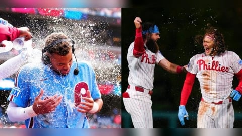 MLB(影)／費城人一天兩場再見勝！雙重賽連K巨人　22年來大聯盟首見