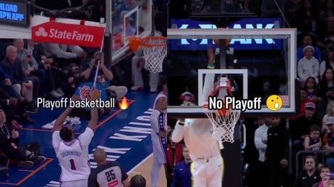 NBA(影)／乾脆讓沒季後賽的來！球卡籃板抓猛「戳半天出不來」還得靠KAT幫忙