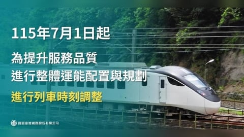 台鐵7月1日大改點！調整653列次「這天起」開放時刻查詢