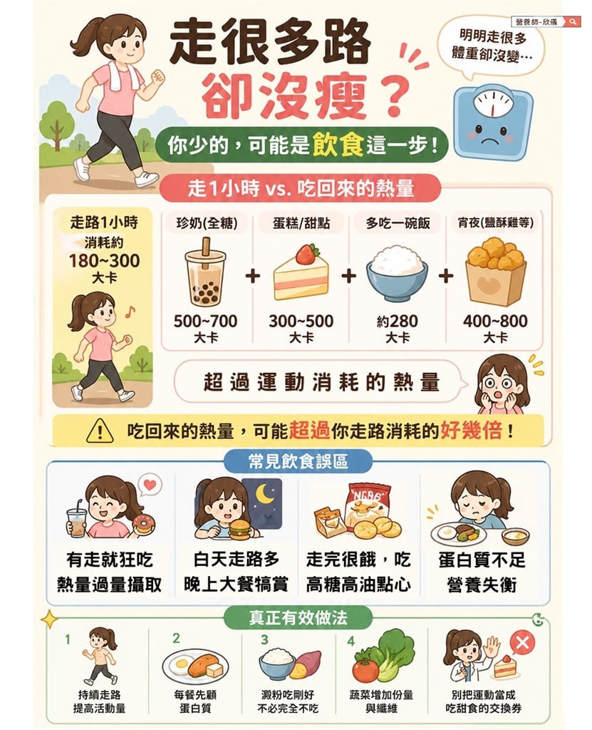 為什麼走路減肥沒效果？營養師揭4大誤區：運動後做1事讓辛苦全白費