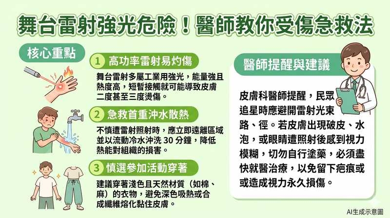 演唱會突遭雷射照腿!女星未受傷 皮膚科醫談舞台光源安全須知