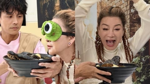 「獵奇料理」擺上桌竟是鱷魚頭！楊繡惠嗑肉塞滿嘴 模樣驚呆全場：好像虎姑婆