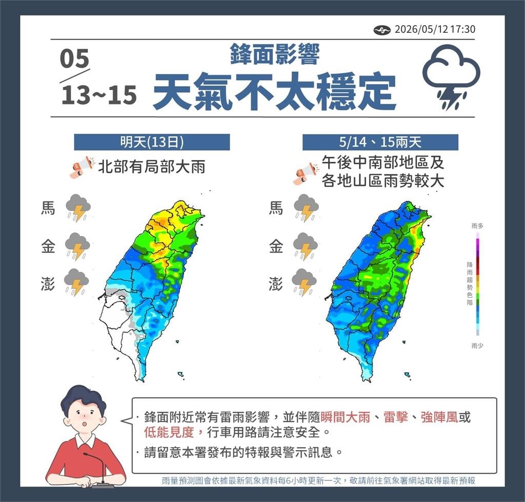 梅雨鋒面強勢過境「雷雨、降溫雙響炮」!專家揭「放晴回暖」關鍵時刻
