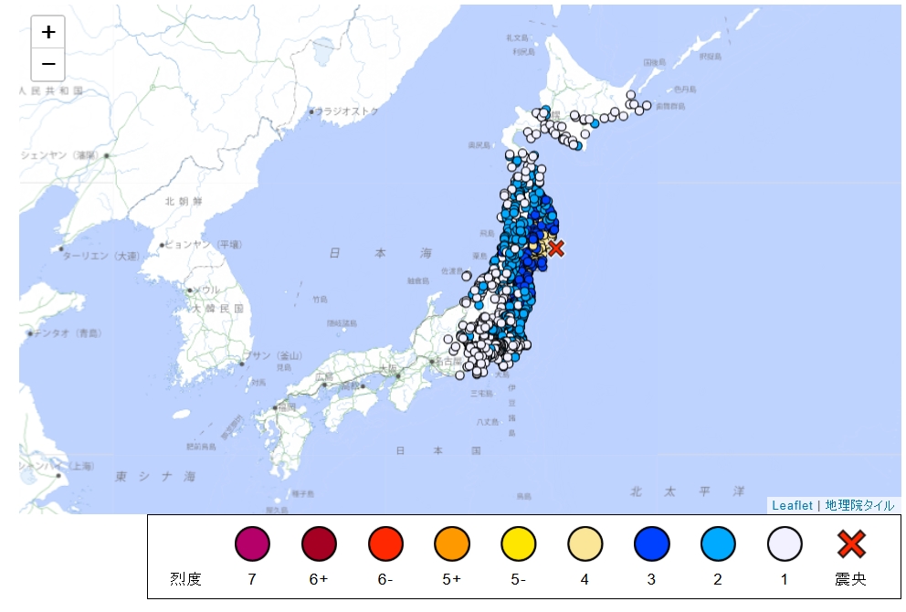 最新／日本東本6.3地震！宮城縣最大震度5級弱