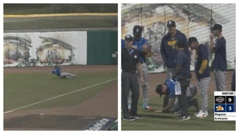 MiLB(影)/最離奇場內全壘打!球被外野手身體壓進草皮竟拿不起來所致
