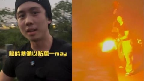 孫安佐河堤「玩火焰噴射器」遭拘提！「短髮女友」直奔警局反應曝光