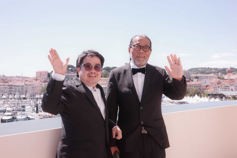 影視聽中心董事長褚明仁(圖左)與本片攝影指導李屏賓(圖右)皆於坎城現場共襄盛舉。(圖/影視聽中心)