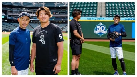 MLB(影)/菜鳥「村神」首度造訪西雅圖!和日本大前輩「朗神」相見歡