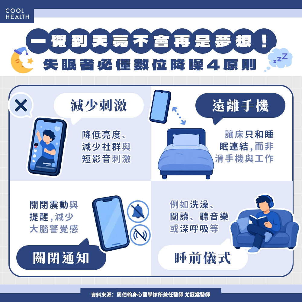 一覺到天亮不再是夢想! 失眠者必懂「數位降噪」4原則