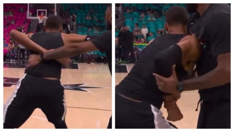 NBA(影)／揭開馬刺斑馬的賽前訓練卡位狂被拉扯！網友笑：為了模擬雷霆中鋒防守