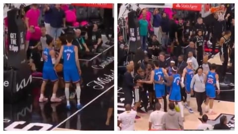 NBA(影)／西區冠軍賽G3大場面來了！馬刺雷霆球員「全武行」場面一度失控