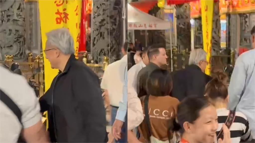 野生黃仁勳突現身饒河夜市！嗨嗑美食「嘴停不下來」民眾搶拍照展現親和力