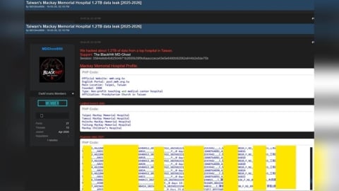 獨家/馬偕再爆醫療資料外洩!駭客點名5醫院「竊密1.2TB」 規模暴增38倍