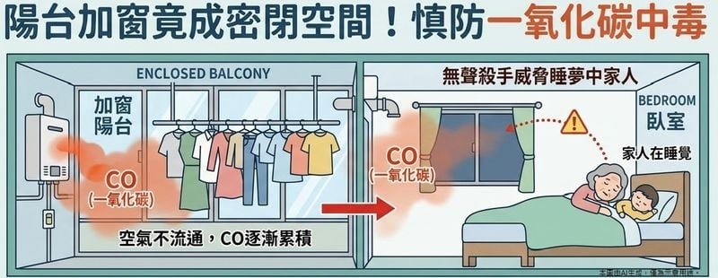 「陽台加窗」恐釀一氧化碳中毒!醫揭3大迷思 教4求助關鍵