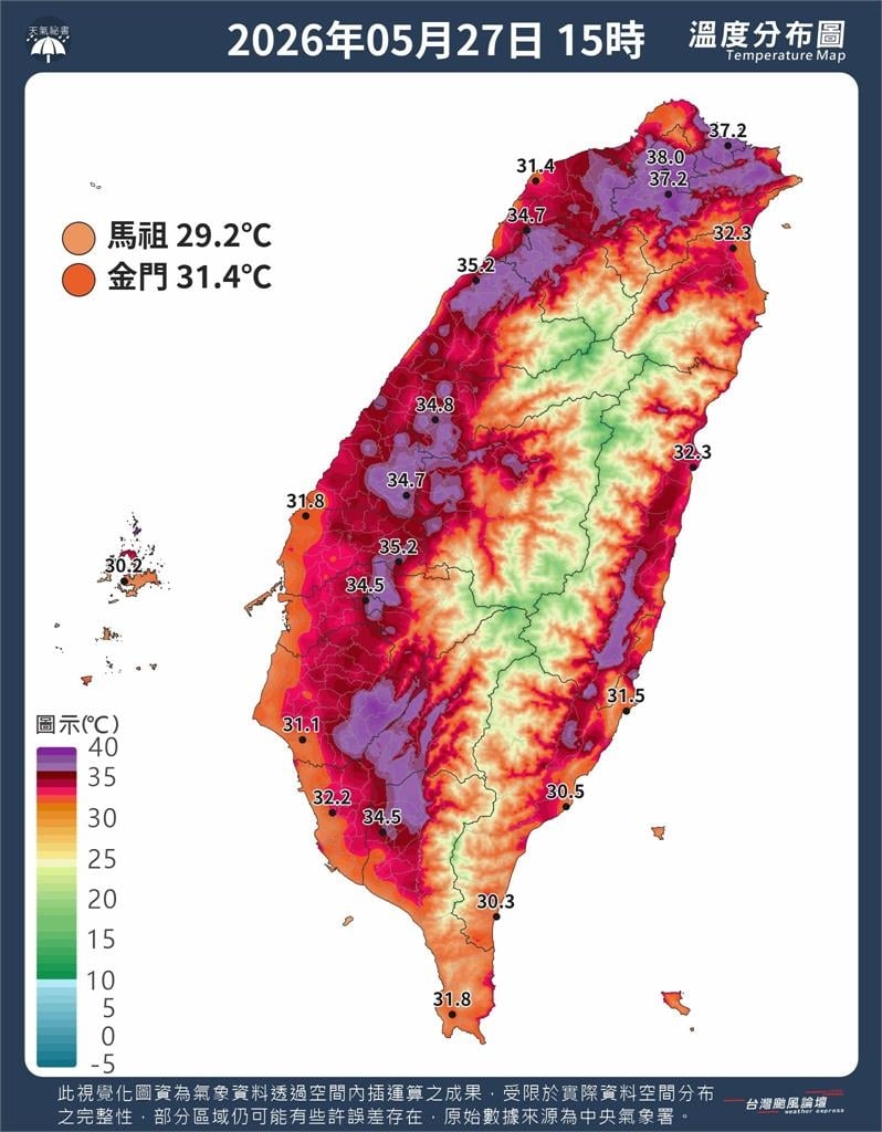 台北飆38度「熱瘋大變天」!專家1圖曝光「火烤模式」脫離日:高溫緩解