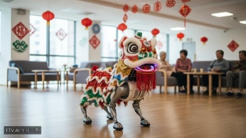 香港安養院迎來新夥伴!「機器狗」化身志工陪長輩舞獅逗趣