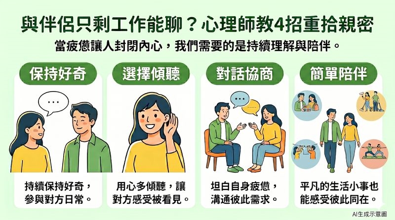 與伴侶只剩工作能聊?心理師從親密關係「3階段」解析 這1點是重要解方