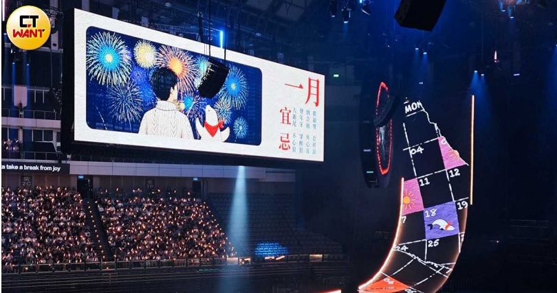 為了與粉絲們互動,韋禮安準備了首創的45度斜長LED舞台。(圖/蘇聖倫攝)