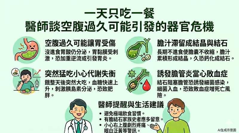 一天只吃一餐會膽結石?醫提醒長時間空腹不只傷胃 嚴重感染恐敗血症