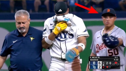 MLB(影)/李灝宇就在旁邊!光芒跑者「帽子反彈襲臉」傷退「頭盔意外變凶器」
