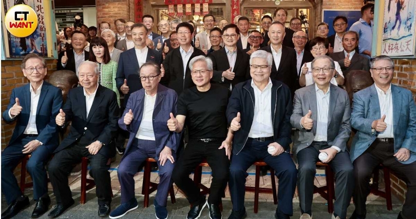 輝達執行長黃仁勳連著五年邀請AI概念股台廠供應鏈董總聚餐,堪稱「兆元宴」。(圖/黃耀徵攝)