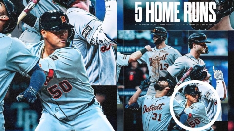 MLB(影)／李灝宇登老虎慶祝海報！開轟助隊追平「近10年隊史最多單場5轟紀錄」