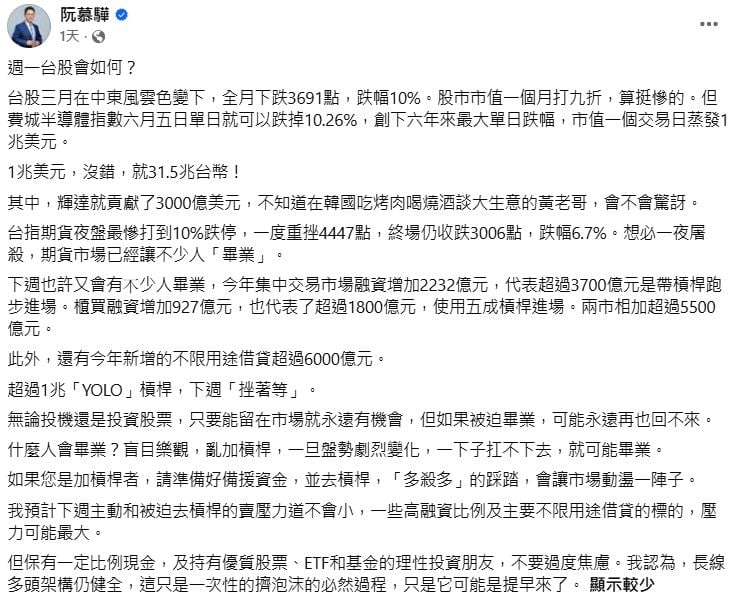 一台股恐將狂風暴雨！財經專家點名有些人可能直接畢業