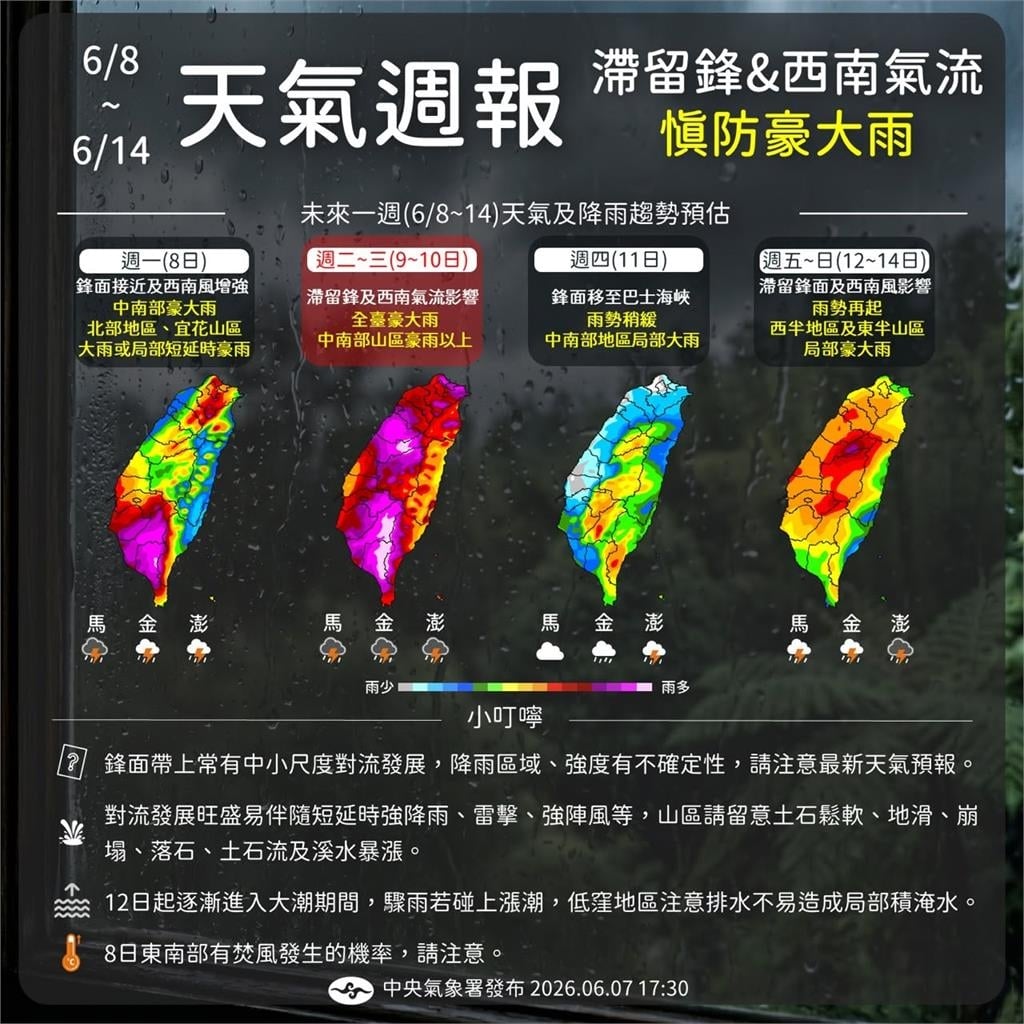 快新聞/出門帶傘!雷雨彈全台開炸 「這些熱區」防短延時豪雨