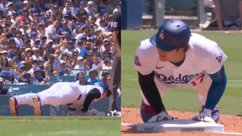 MLB(影)/體力用不完?大谷衝三壘「即興伏地挺身」引熱議:今天是練胸日?